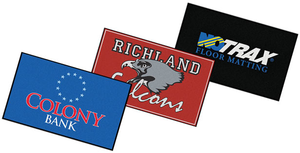 Three NoTrax custom entrance logo mats from the Superior Impact™ line of products.