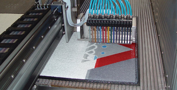 A NoTrax custom logo mat is created using state-of-the-art computer-driven dye injection.